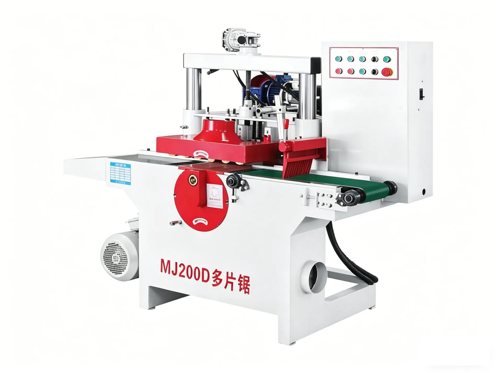 Nhà sản xuất máy cưa nhiều lưỡi trục dưới tại Quảng Đông, Trung Quốc (có băng tải)